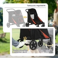 Passeggino per Cani Pieghevole con Ingressi a Cerniera e Finestre a Rete, 112x65x100 cm, Rosso e Nero