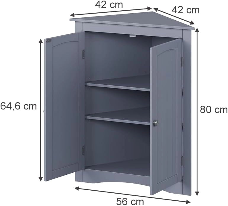 mobiletto bagno Bianco, Grigio, 56 x 80 cm con 2 porte