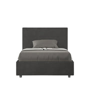 Letto una piazza e mezza contenitore imbottito 120x190 microfibra grigio Mika