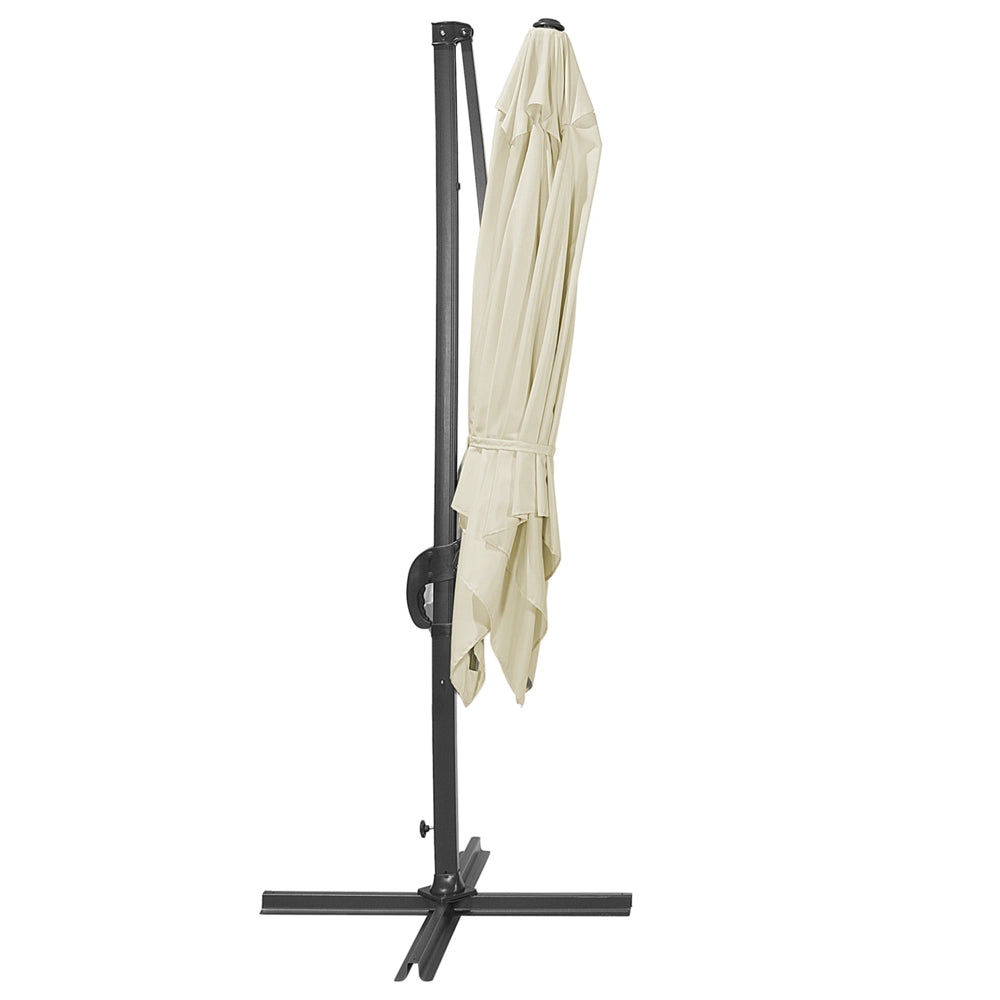 Ombrellone da giardino Tendalino beige chiaro Palo in acciaio Nero 235 cm Cantilever resistente agli agenti atmosferici meccanismo a manovella
