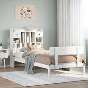 Letto Libreria senza Materasso Bianca 90x200 cm Legno di Pino 3321829