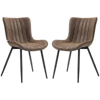 Set di 2 Sedie da Pranzo Imbottite, Design Moderno, Marrone