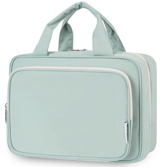 Assemini di bagno appesi, borse da toilette per donne, grande borsa cosmetica, grandi borse da toilette, organizzatore cosmetico per donne e ragazze (verde menta grande)