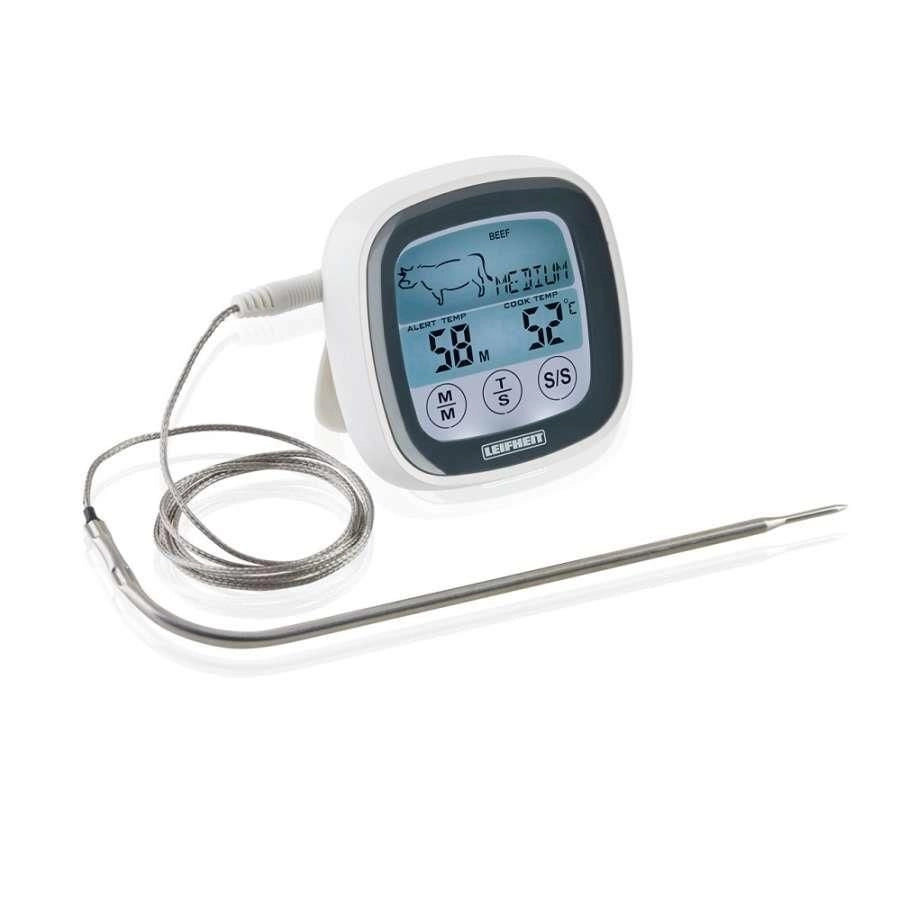 Leifheit 3223 Termometro Digitale per Arrosto e Barbecue Sonda 100 cm Resistente 380°C Timer Allarme colore Bianco