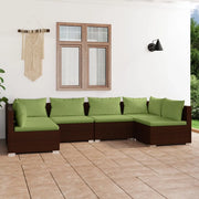 Set Divani da Giardino 6 pz con Cuscini in Polyrattan Marrone cod mxl 35895