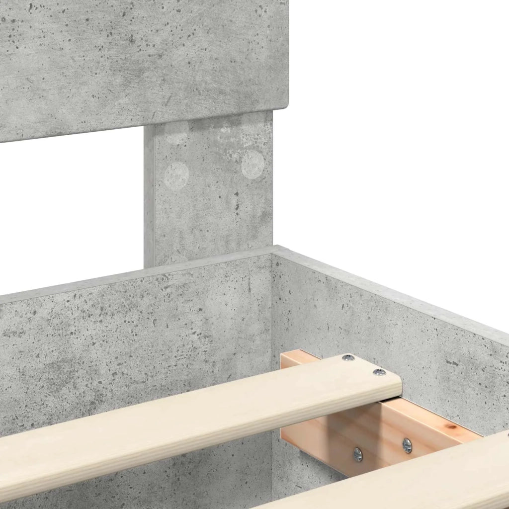 Struttura del letto con testiera Grigio Cemento 90 x 190 cm