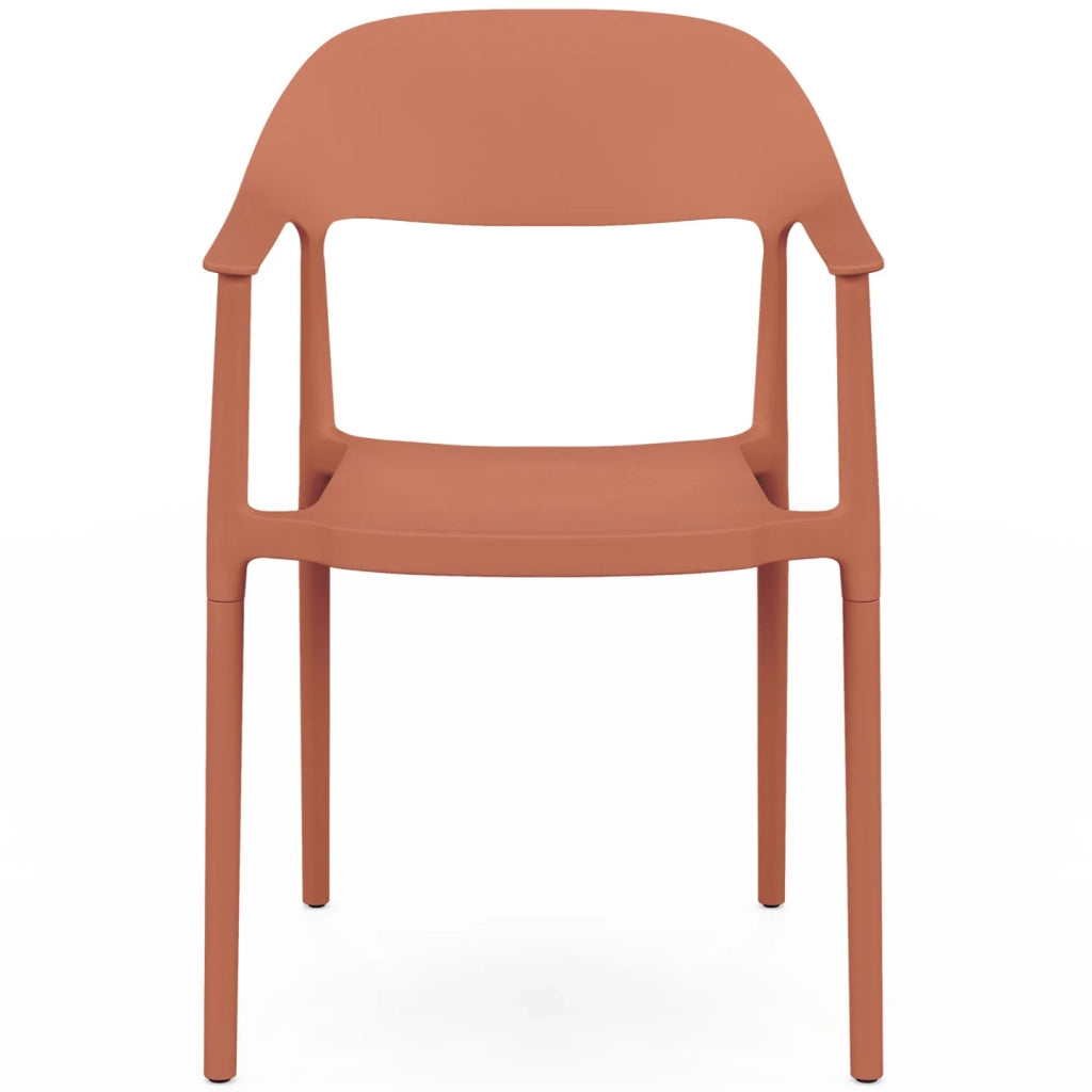 IDMarket - Set di 4 sedie da giardino impilabili in polipropilene color terracotta SUZON