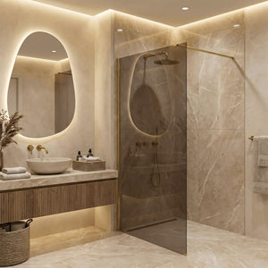 Parete Doccia Rea Flexi Brown / Brush Gold 120