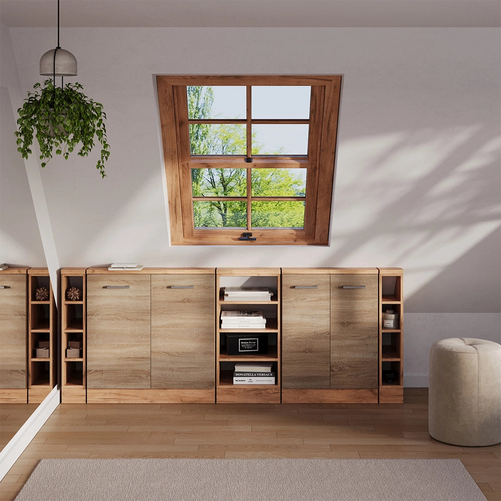Set di mobili sottotetto Rion Sonoma/Rovere dorato Set di 5 Vicco