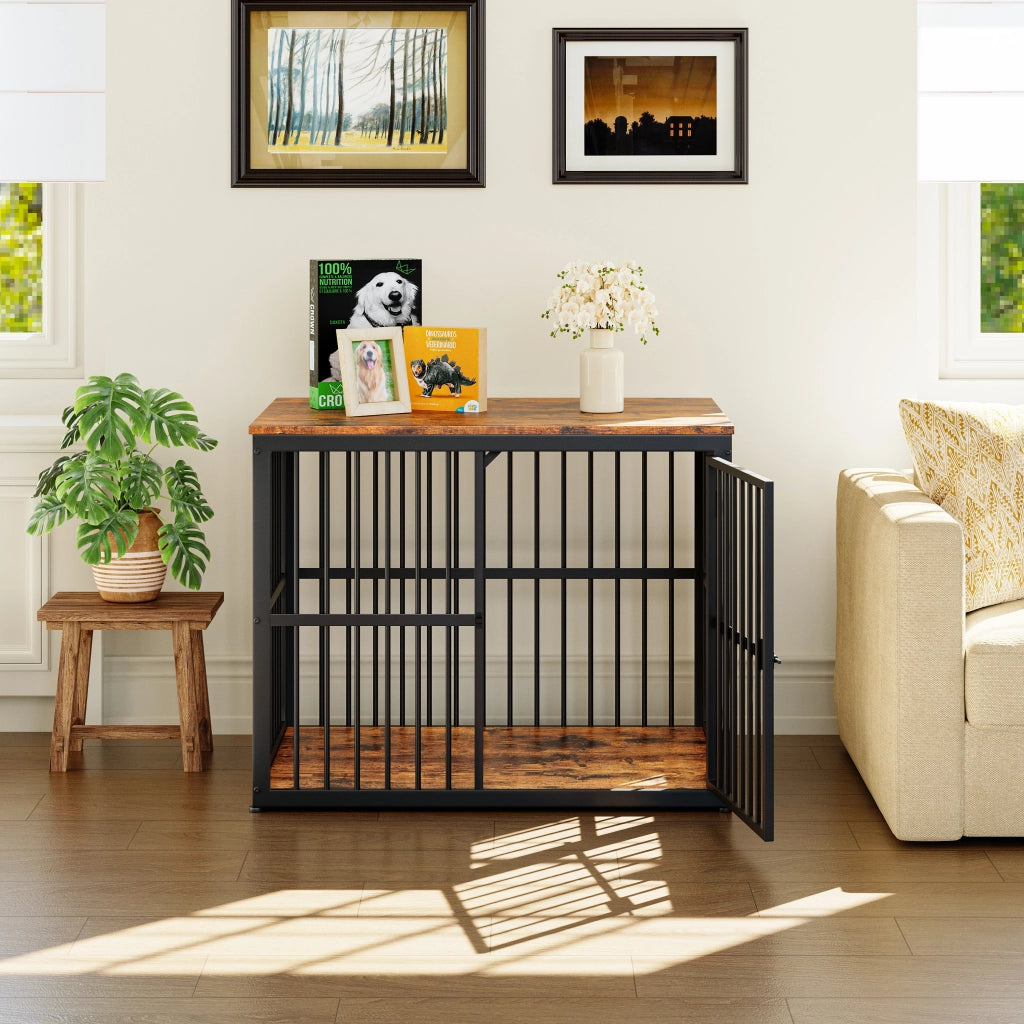 GABBIA CANE Arredo 84x56x66 cm 3 porte Nero/Marrone