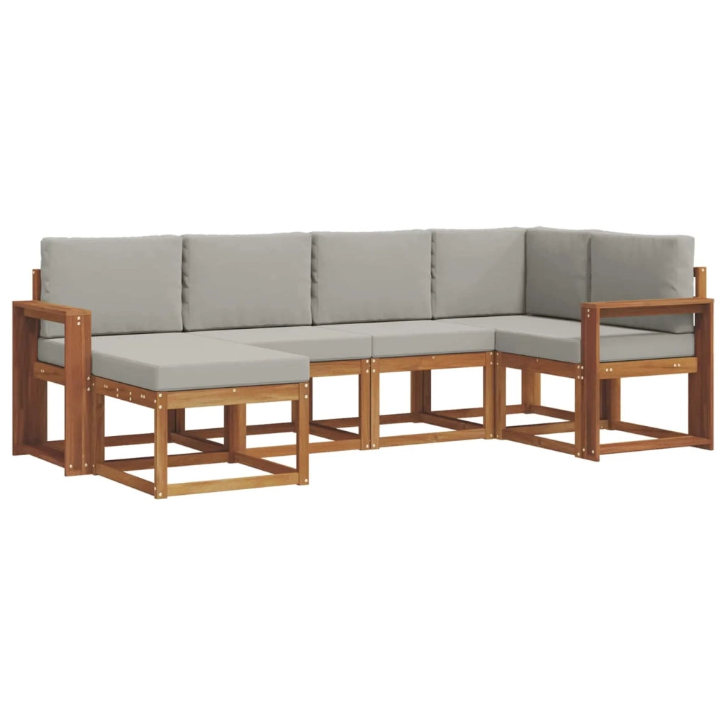 Set di divani da esterno 6 pcs Grigio Naturale e Chiaro 3366644