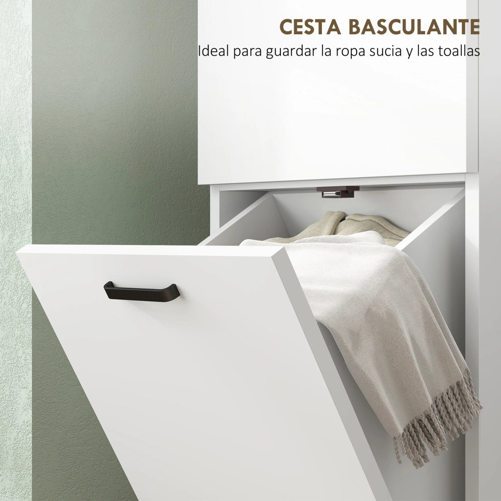 Armadietto Bagno Alto con Ante e Ripiani ¨C Zephmum ¨C 35x31,5x144 cm Bianco