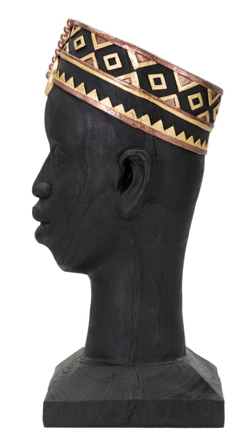 Statua Uomo Masai 25x56x25 cm in Poliresina Nero/Oro