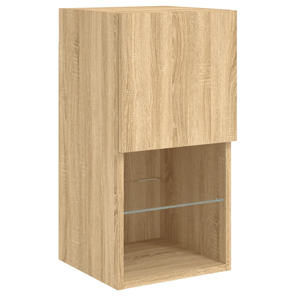 vidaXL Mobili TV a Muro con LED 6pz Rovere Sonoma Legno Multistrato