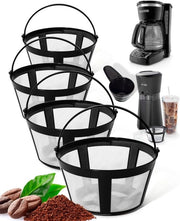 Set di 4 filtri per caffè riciclabili con maniglie per 8-12 tazze Adatto per macchine caffè Mr. Coffee, Black & Decker