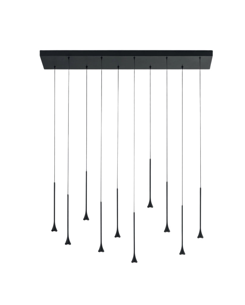 Lampada a Sospensione Susa LED 10x 5W 4650lm 3000K Dimmerabile in Metallo Nero, IP20, Altezza Regolabile fino a 200cm - Susa