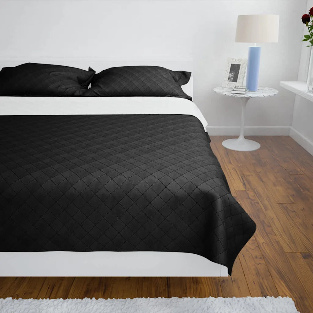 Copriletto Trapuntato a Doppia Faccia Nero/Bianco 170 x 210 130886