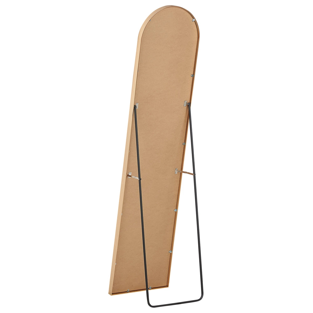 Specchio da terra ovale con telaio in metallo e supporto design moderno con cornice