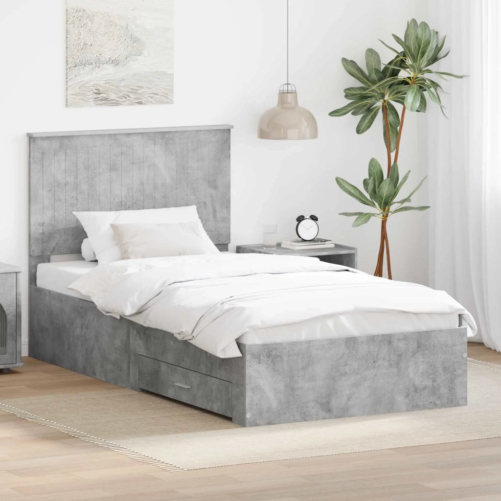 Struttura del letto con testiera-Giroletto con Testiera Grigio cemento 100 x 200 cm 930545
