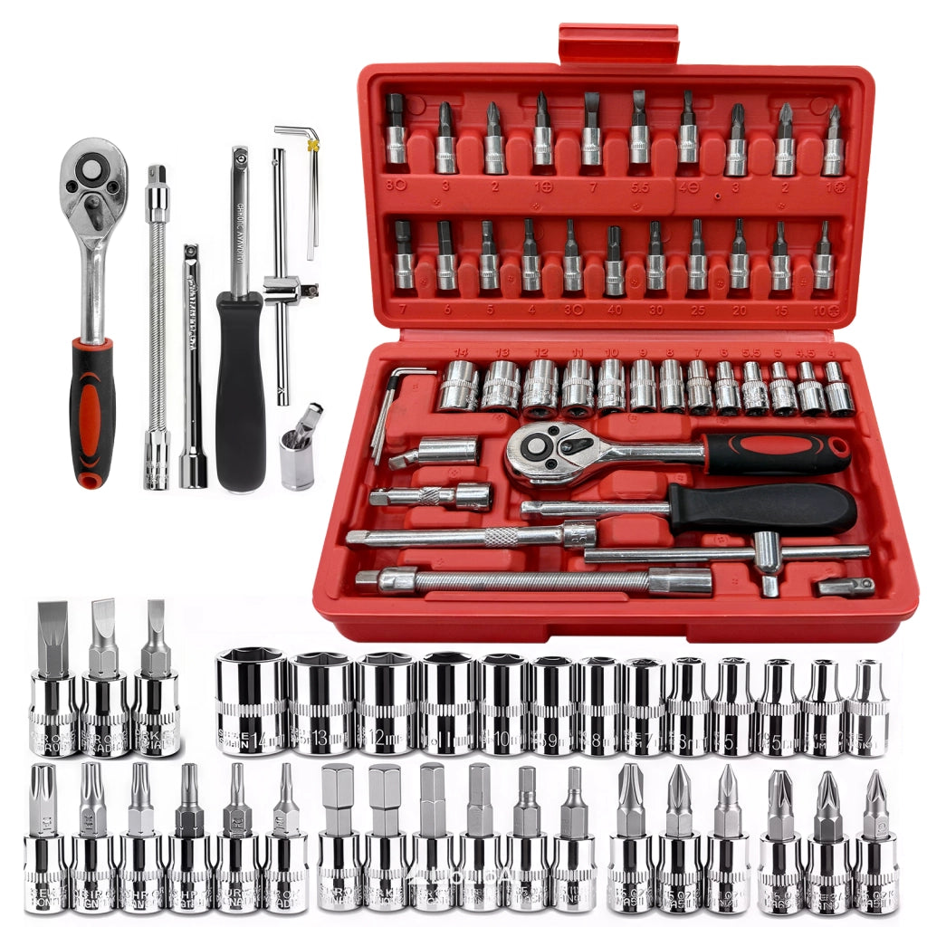 ZMH Kit di attrezzi per riparazioni domestiche 46 pezzi cassetta attrezzi manuale base per casa e auto
