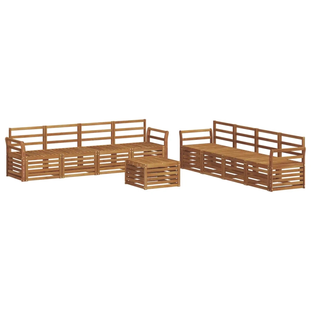 Set divani 9 pcs Naturale Legno di Acacia Massello
