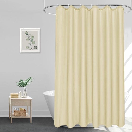 Douchegordijn in tessuto di poliestere, 1,8 x 2 m, con 12 anelli, beige, 180 x 200 cm, beige