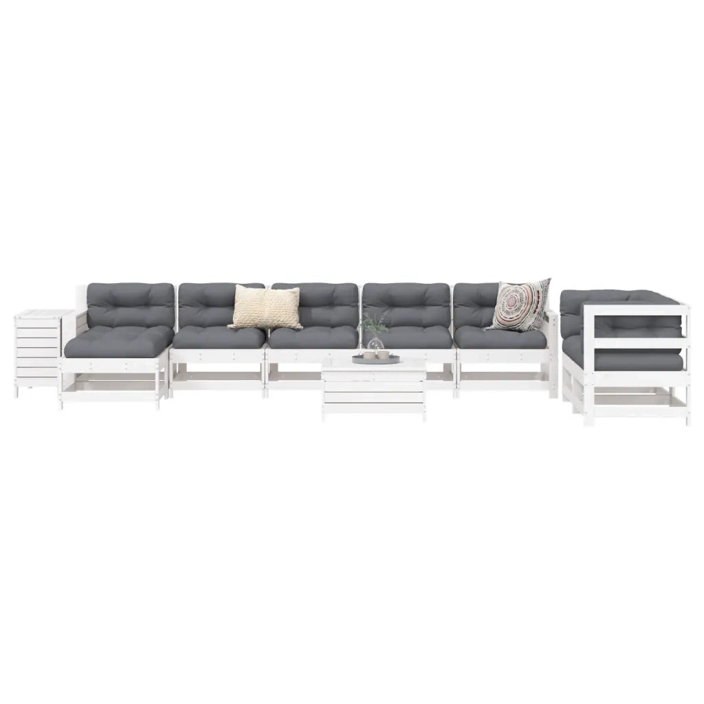 Set Divani da Giardino 10 pz Bianco in Legno Massello di Pinocod mxl 116735