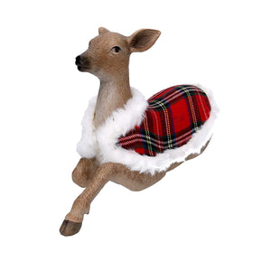 Renna resina con mantello scozzese naturale cm 29x9,6xh18