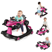 Primi passi 4 in 1 per neonati con altezza e velocit¨¤ regolabili, Primi passi a spinta con carillon con luci Rosa scuro-Primi passi