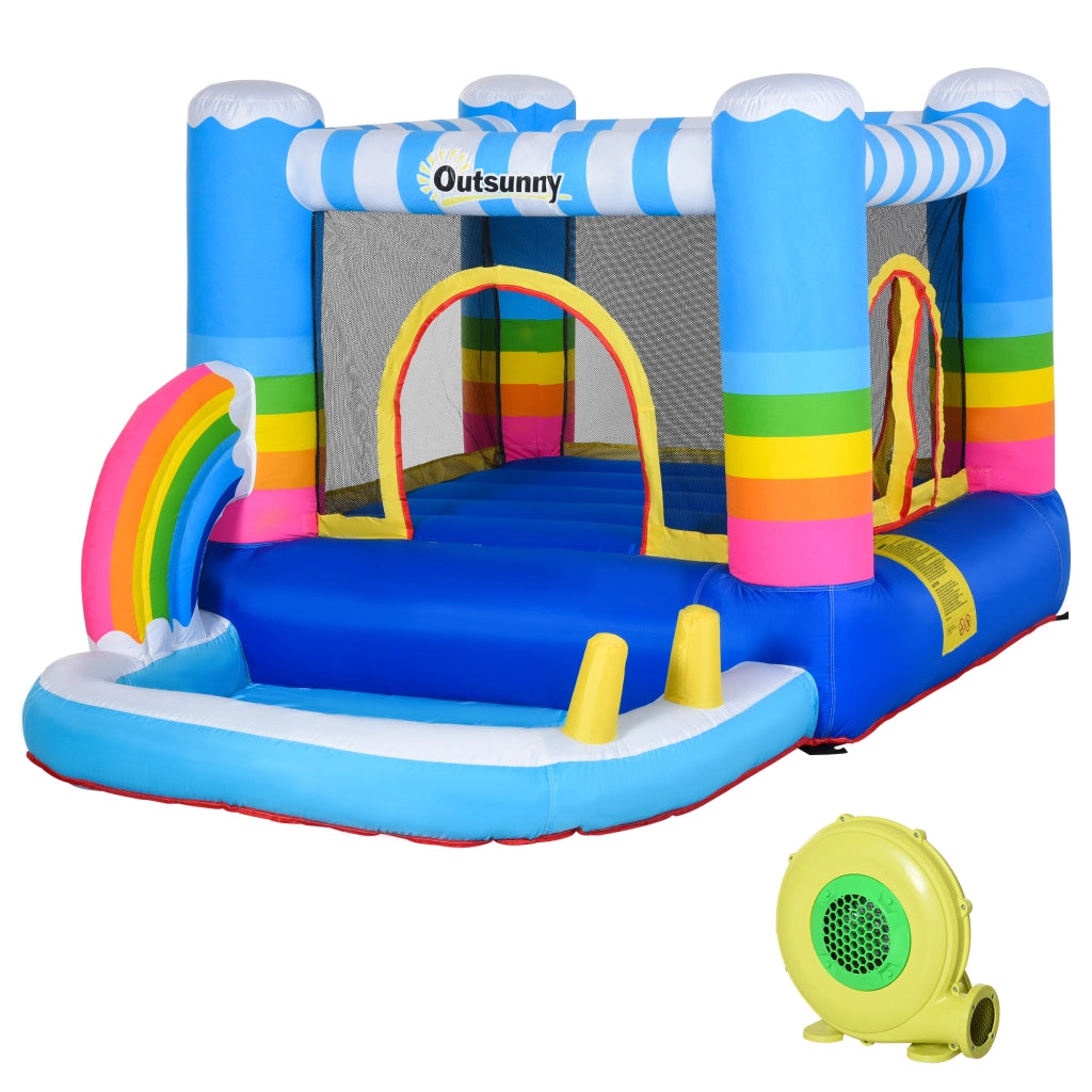 Casetta gonfiabile per bambini con trampolino e piscina ¨C zephmum ¨C multicolore 280x170x155cm