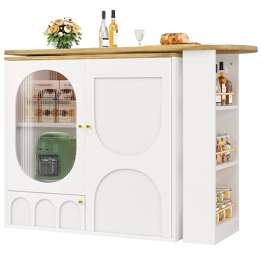 Tavolo Bar Girevole - Xylo - 138??39??102 cm - 3 Porte con Ripiani Bianco/Nero