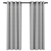 Tende Oscuranti | Tende Blackout Effetto Lino con Occhielli 2 pz 140x175cm Grigio
