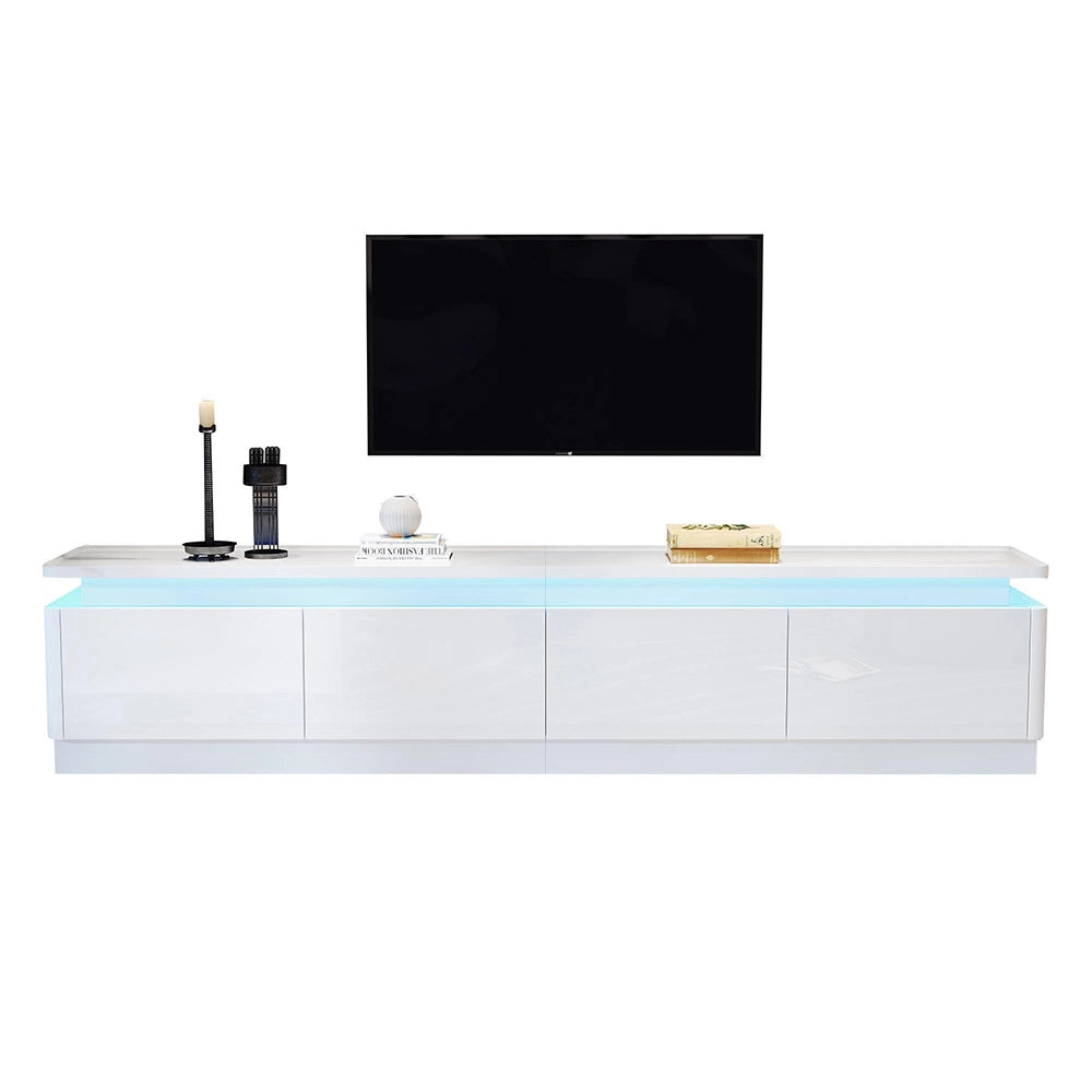 Mobile TV 180x34x40cm - Xylo - 4 Cassetti con Luci LED, Bianco, fino a 80"