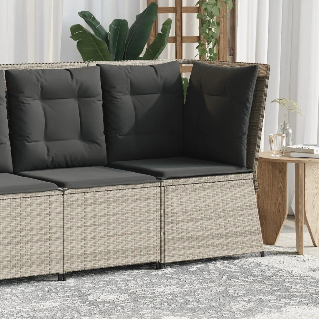 Divano Angolare Giardino con Cuscini-Sofa da Giardino-Divanetto da esterno Grigio Chiaro Polyrattan 257401