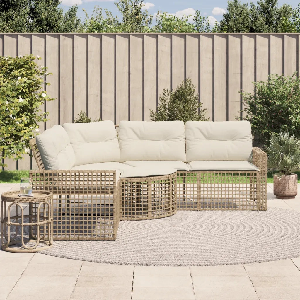 Divano da Giardino a L con Cuscini e Pouf-Sofa da Giardino-Divano da esterno Beige in Polyrattan 417132