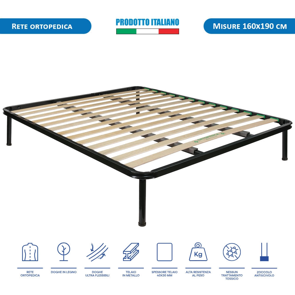 Kit rete ortopedica e materasso in memoy foam matrimoniale 160x190 Finlandia H22, cuscini inclusi - Comprarredo
