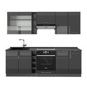 Cucina componibile Fame-Line Antracite lucido/Antracite 235 cm, PL Antracite Vicco