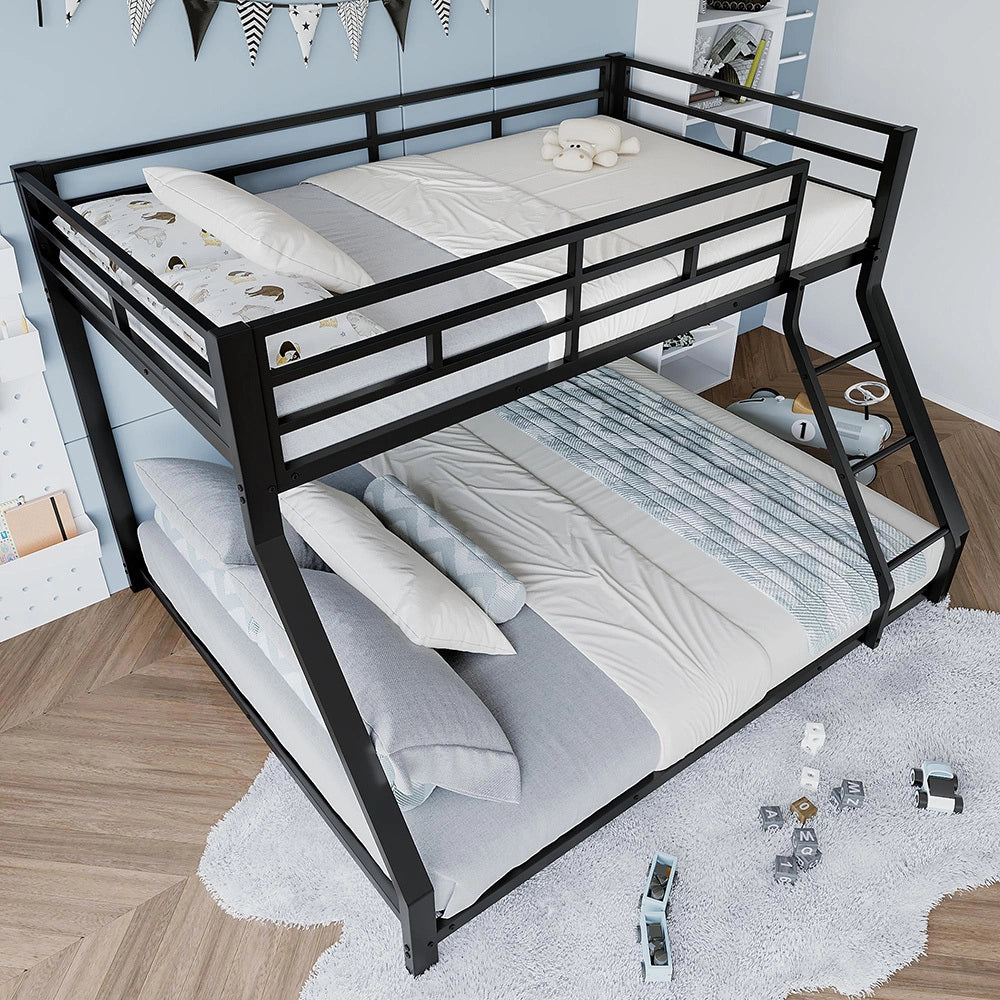 Letto a castello metallico 90+140x200cm - Xylo - nero, EN747, senza rete