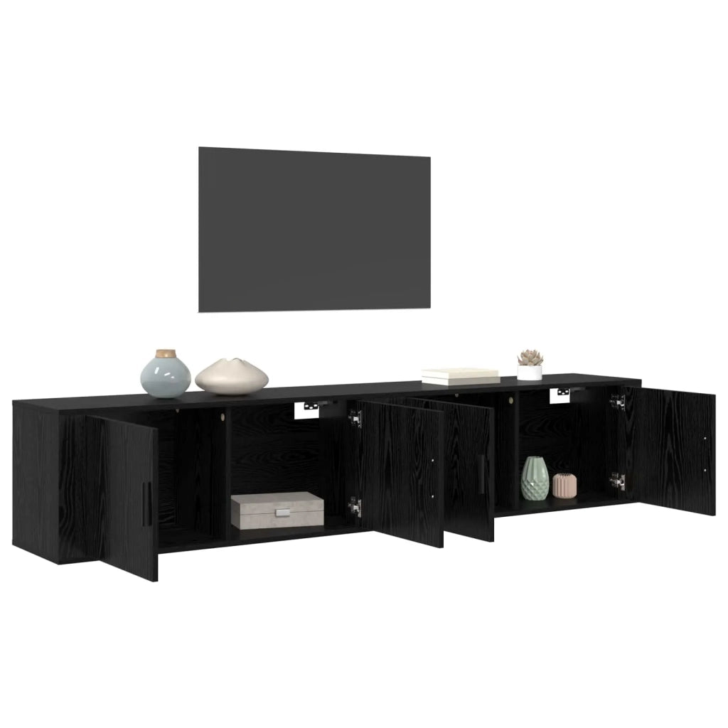 Set Mobile TV da Parete 2 pz Rovere Nero Legno ingegnerizzato 3415605