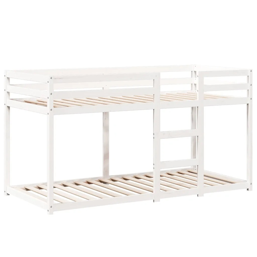 Letto a Castello con Tetto Bianco 90x200 cm in Legno di Pino