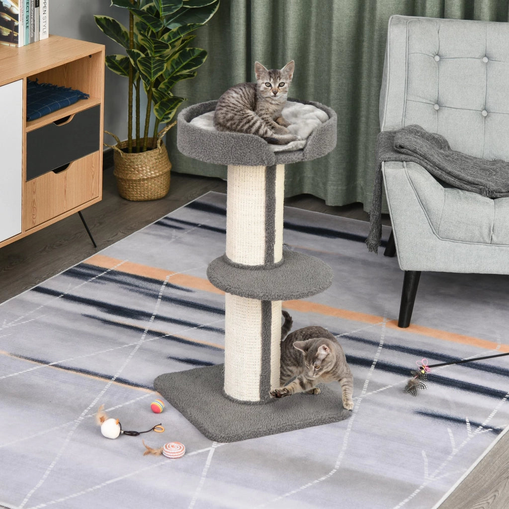 Albero tiragraffi per gatti con 2 piattaforme ¨C zephmum ¨C grigio 91 cm