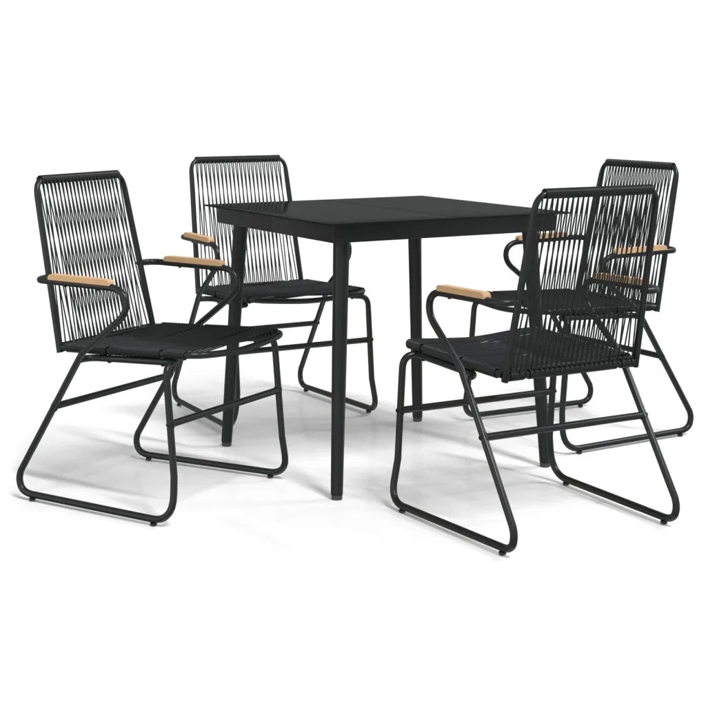 Set da Pranzo da Giardino 5 pz Nero in Rattan PVCcod mxl 121469