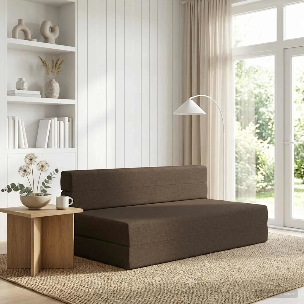 Divano letto | Sof¨¤ letto | Letto singolo Pieghevole Tortora 152 x 86,5 x 60 cm Tessuto