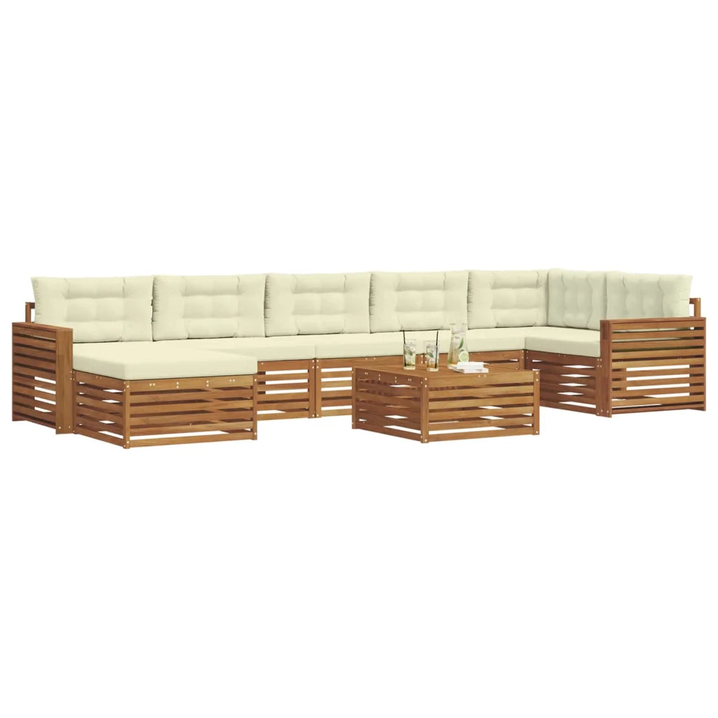 Set di divani da esterno con cuscino 8 pcs Naturale e Crema