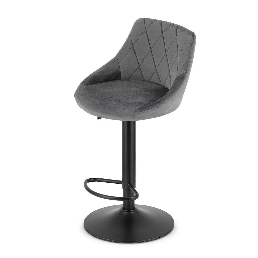 Sgabello girevole Valora DAKA in velluto grigio con base nera