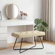 Panchina con bottoni imbottiti Crema 80 x 40 x 46 cm Tessuto 42038364