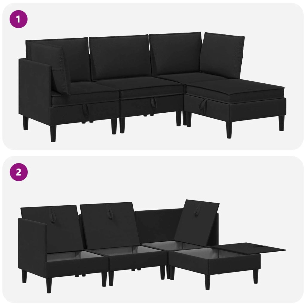 Set di mobili per il soggiorno 4 pcs Nero Tessuto
