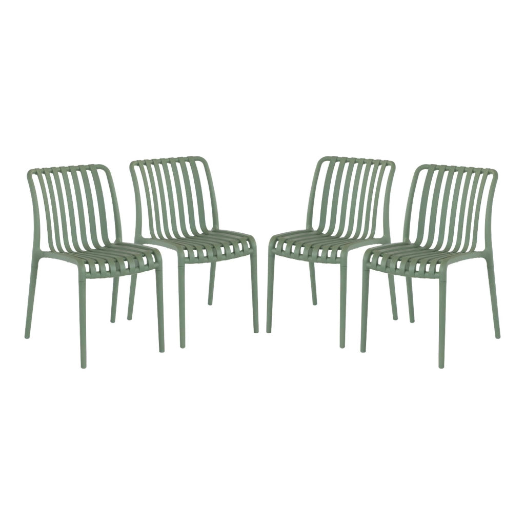 Set 4 sedie da giardino impilabili in plastica, verde grigio