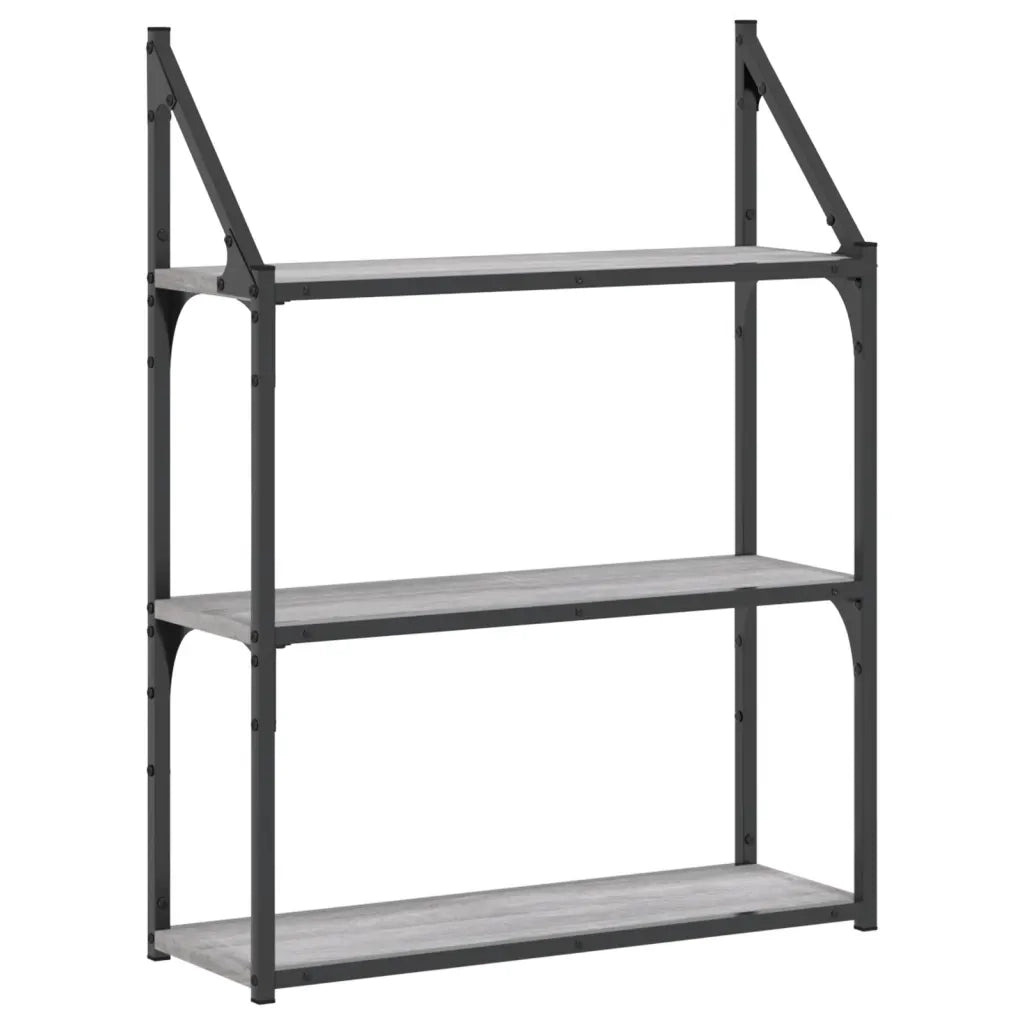 Scaffale Parete 3Ripiani Grigio Sonoma 60x21x78,5cm Multistrato 835452