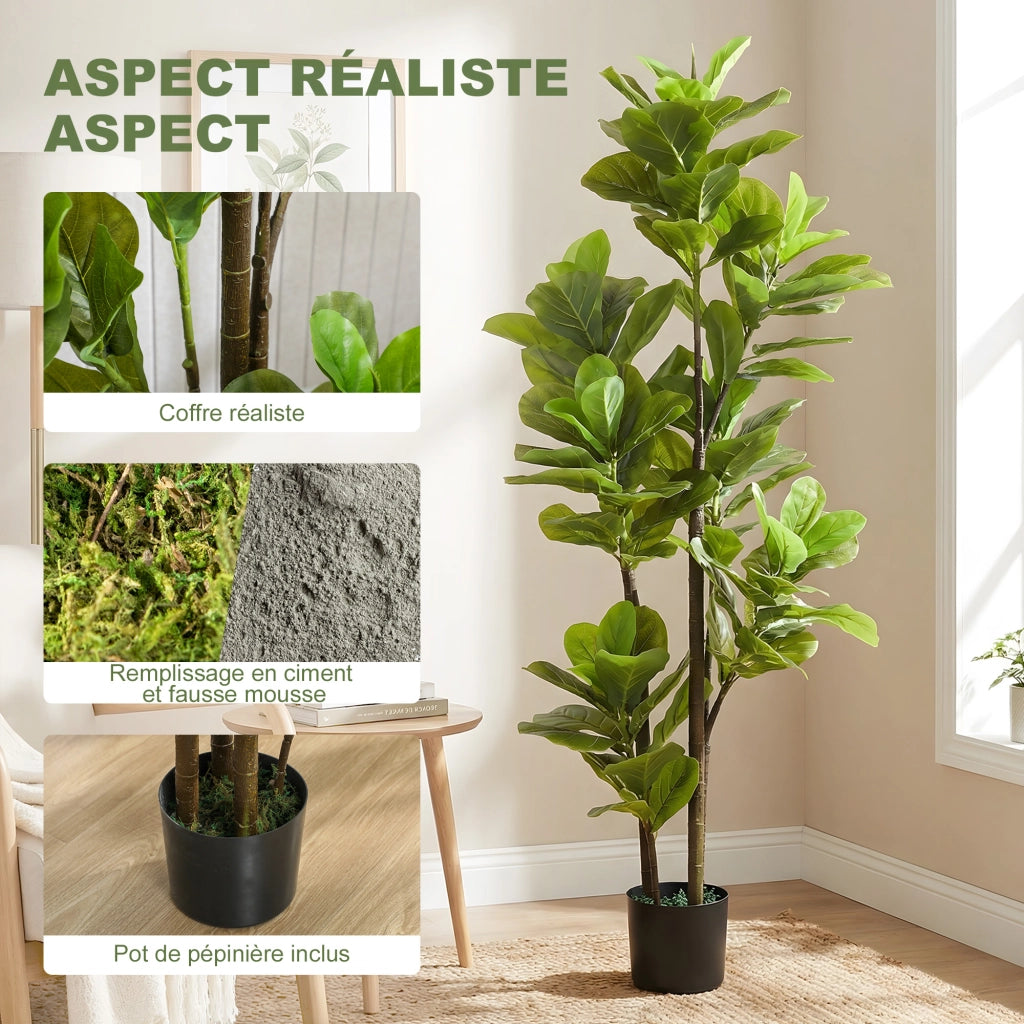 Pianta Finto Fico Lira 150 cm ¨C zephmum ¨C Verde, Cemento